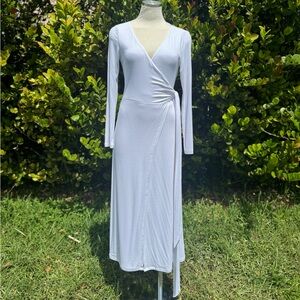 Good American Long White Wrap Dress